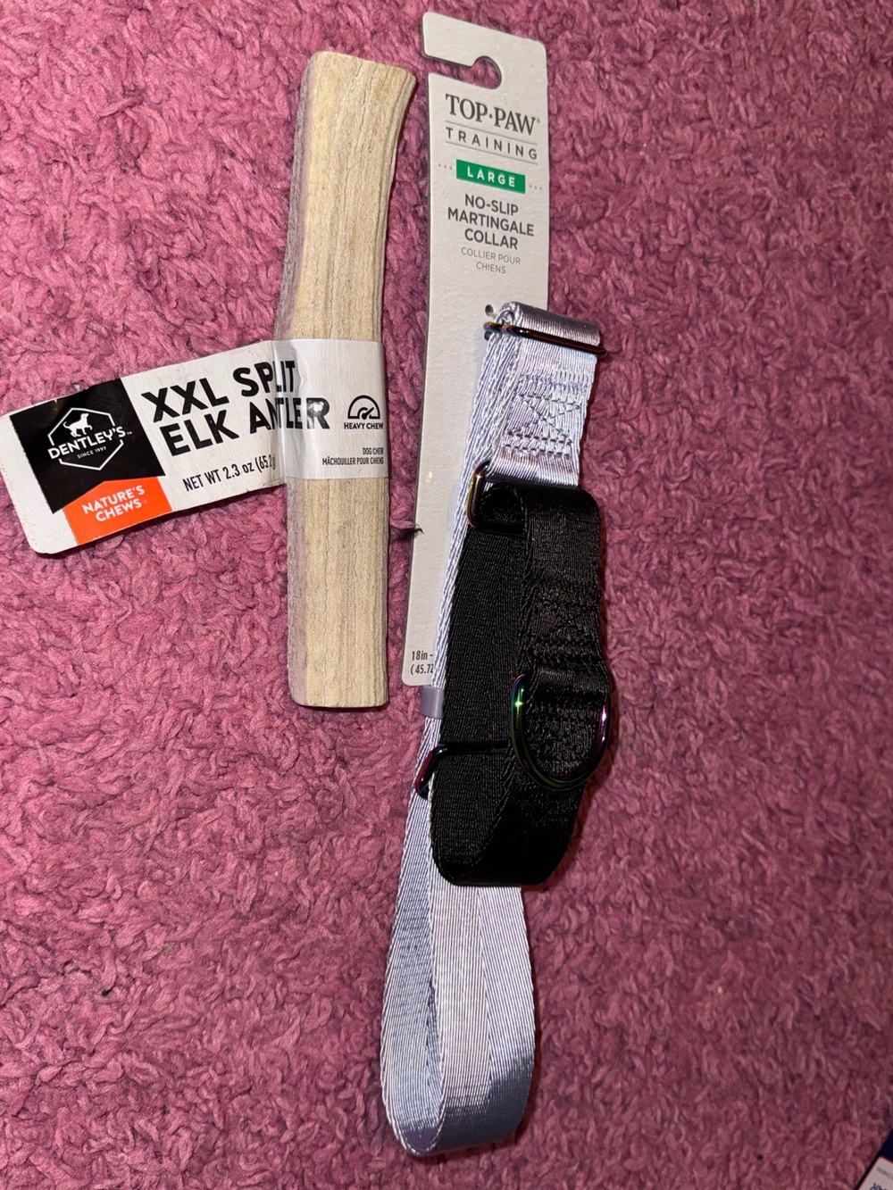 Big Purple Dog Collar&&&XXL SPLIT ELK ANTLER. BUNDLE